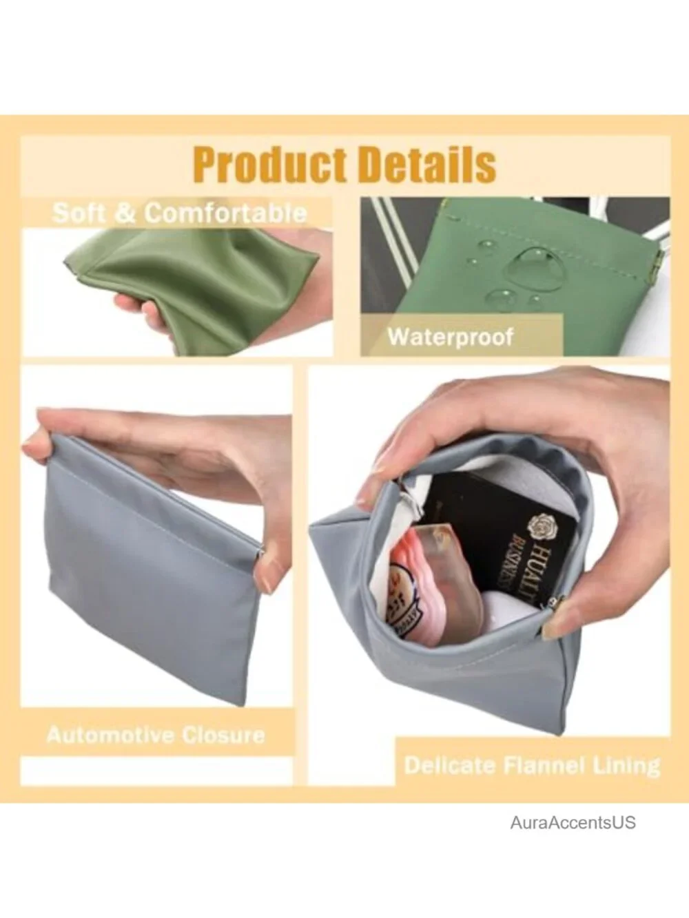 18 Pcs Snap Closure Pouches, Waterproof PU Leather Mini Cosmetic Bags for Travel